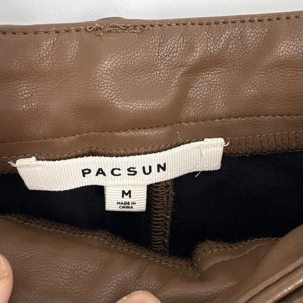 PacSun Brown Leather Flare Pants - Picture 7 of 14